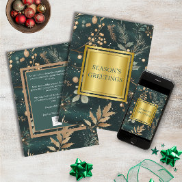 Cartão De Festividades Negócios Botânicos do Natal Verde Elegante