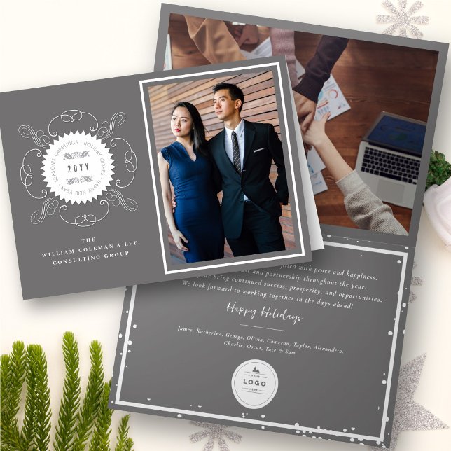 Cartão De Festividades Negócios de Foto Clássica de Seal Saudações da Est (Criador carregado)