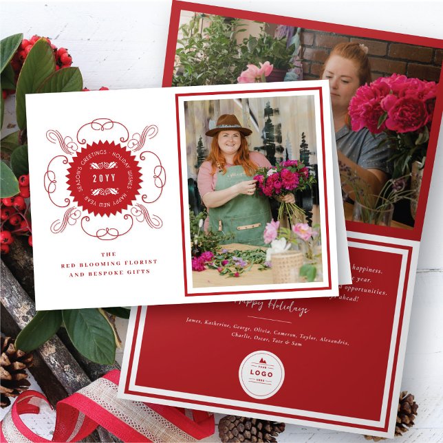 Cartão De Festividades Negócios de Foto Clássica de Seal Saudações da Est (Criador carregado)