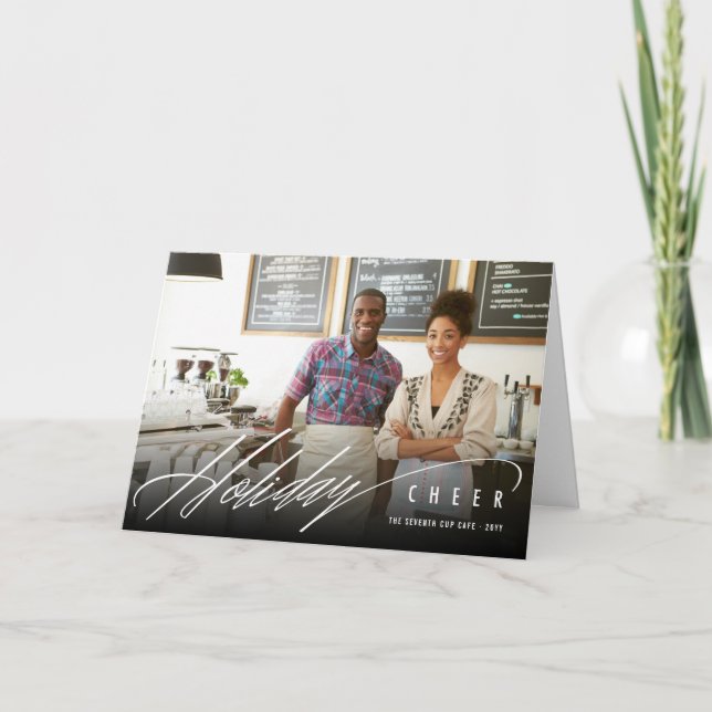 Cartão De Festividades Negócios de Fotografias Modernas com Script de Fer (Frente)