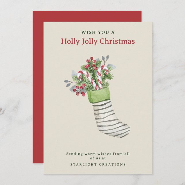 Cartão De Festividades Negócios de Natal em estoque de aquarelas (Frente/Verso)