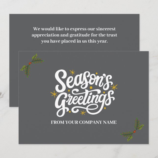 Cartão De Festividades Negócios de Saudações da Estação Moderna de Cinzas (Frente/Verso)