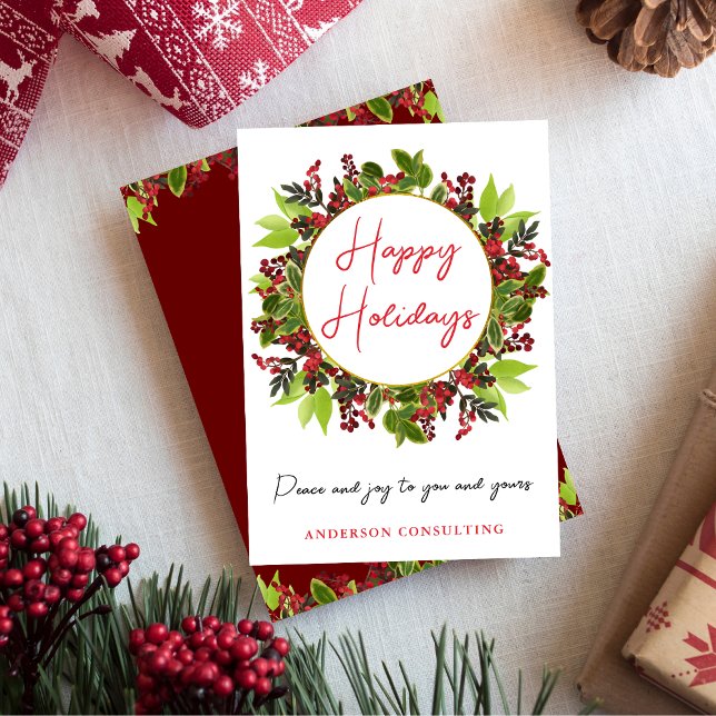 Cartão De Festividades Negócios Felizes Feriados Paz e Alegria (Criador carregado)