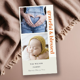 Cartão De Festividades Negrito Minimal 2 Foto Grade Vermelho Grato & Aben