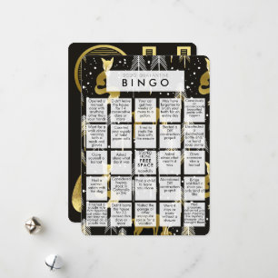 Cartão De Festividades Negro engraçado e Dourado 2020 Quarantine Bingo C