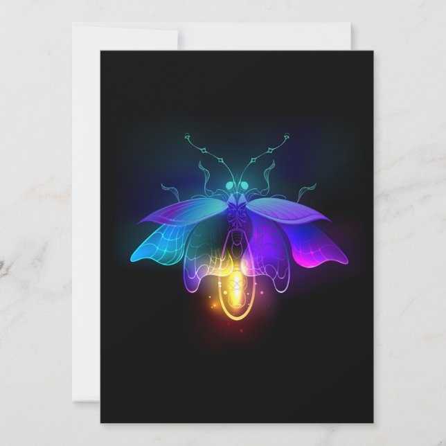 Cartão De Festividades Neon Firefly a preto (Frente)
