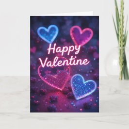 Cartão De Festividades Neon Heart Valentine Modern Happy Valentines Day 