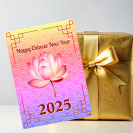 Cartão De Festividades Neon Lotus Chinês Ano Novo