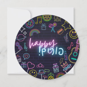 Cartão De Festividades Neon Purim
