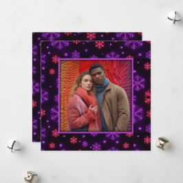 Cartão De Festividades Neon Snowflakes