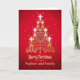 Cartão De Festividades Nephew and family, Christmas tree Christmas card