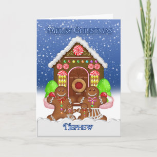 Cartão De Festividades Nephew Gingerbird House e Family Christmas Gree