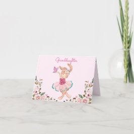 Cartão De Festividades Neta Bunny Ballerina Rosa Girassol Floral