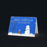 Cartão De Festividades Neta-Natal-Humor do Marshmallow (boneco de neve)<br><div class="desc">Cumprimento do divertimento com os marshmallows roasting do boneco de neve do marshmallow sobre um fogo aberto no dia nevado.  Caneca de harmonização See e outros cartões em categorias diferentes.</div>