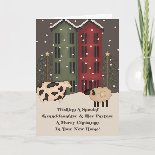 Cartão De Festividades Neta & Parceira 1º Natal na Nova Casa (Frente)