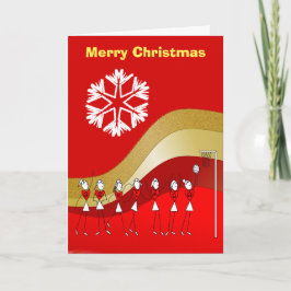 Cartão De Festividades Netball temático do Natal Dourado vermelho