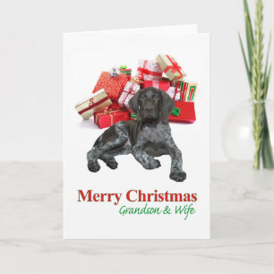 Cartão De Festividades Neto e Esposa Grizzly brilhantes Feliz Natal