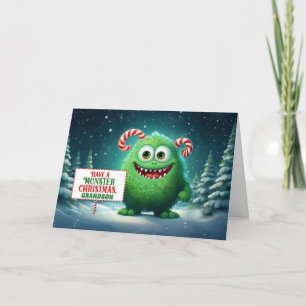 Cartão De Festividades Neto Monstro Divertido Natal Crianças