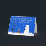 Cartão De Festividades Neto-Natal-Humor do Marshmallow (boneco de neve)<br><div class="desc">Cumprimento do divertimento com os marshmallows roasting do boneco de neve do marshmallow sobre um fogo aberto no dia nevado.  Caneca de harmonização See e outros cartões em categorias diferentes.</div>