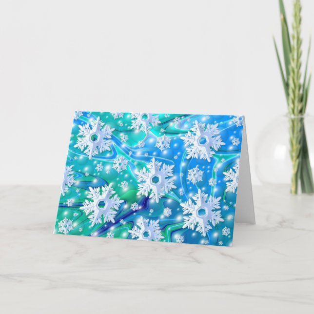 Cartão De Festividades Neve Azul (Frente)