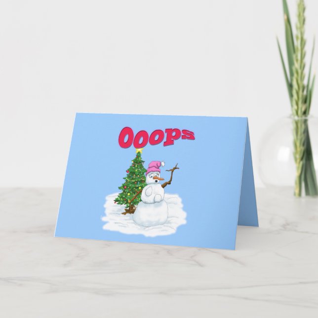 Cartão De Festividades Neve com árvore de natal (Frente)