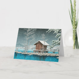 Cartão De Festividades Neve de Natal Japonesa