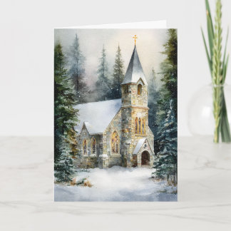 Cartão De Festividades Neve de Natal na Capela de Natal