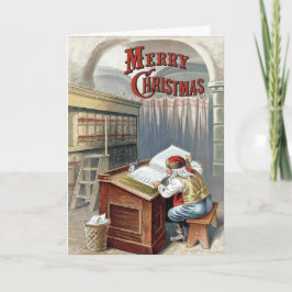 Cartão De Festividades Neve de William Roger - o papai noel verifica sua
