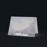 Cartão De Festividades Neve do inverno em Argeteuil<br><div class="desc">" Neve em Argeteuil" (uma vila próxima de Paris France) por Claude Monet.  O vintage pintou a imagem das pessoas que andam através da neve na cidade.</div>