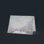 Cartão De Festividades Neve do inverno em Argeteuil<br><div class="desc">" Neve em Argeteuil" (uma vila próxima de Paris France) por Claude Monet.  O vintage pintou a imagem das pessoas que andam através da neve na cidade.</div>