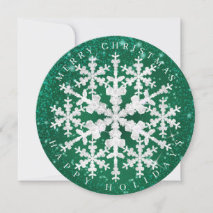 Cartão De Festividades Neve Fala Verde Branco