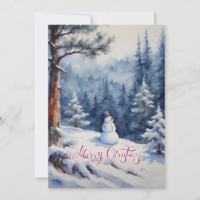 Cartão De Festividades Neve na Floresta (Frente)