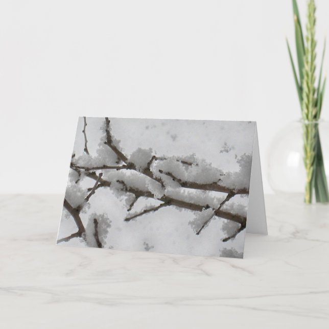Cartão De Festividades Neve no Galho da Árvore (Frente)