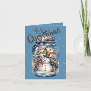 Cartão De Festividades Neve num Jar Snowflakes Blue