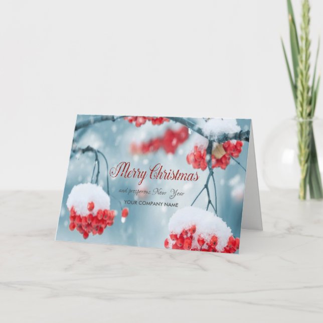 Cartão De Festividades Neve,Ramais de Árvore,Saudação da Companhia Holly  (Frente)