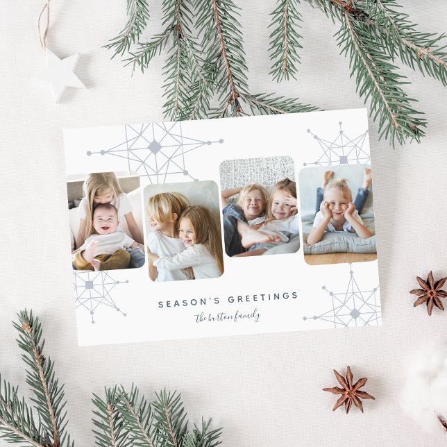 Cartão De Festividades Neve Retroativa | 4 Colagem de Fotografias (Criador carregado)