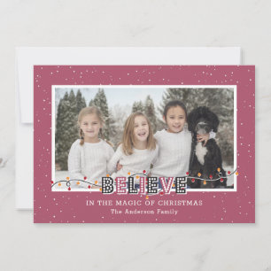Cartão De Festividades Neve Rosa Acredita Na Foto Mágica