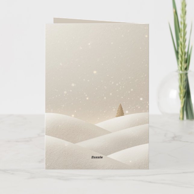 Cartão De Festividades Neve Silenciosa, Brilho Suave;Elegância Minimalist (Verso)