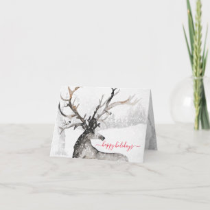 Cartão De Festividades Neve Winter Woodland Reindeer Feliz Natal
