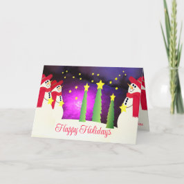 Cartão De Festividades Neves E Estrelas