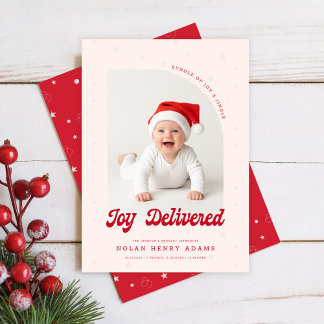 Cartão De Festividades New Baby First Christmas Photo Birth Announcement