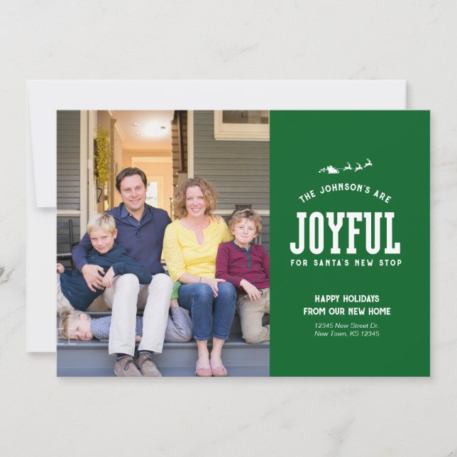 Cartão De Festividades New Home Christmas Photo Card Moving Announcement (Frente)
