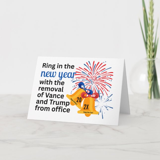 Cartão De Festividades New Year Anti-Trump Impeach Remove 2026 Political (Frente)