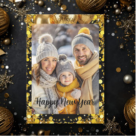 Cartão De Festividades New year Family Photo elegant typography modern