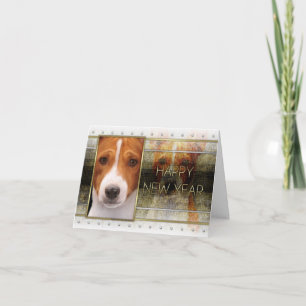 Cartão De Festividades New Year - Golden Elegance - Basenji