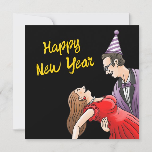 Cartão De Festividades New Year Party Dancing (Frente)