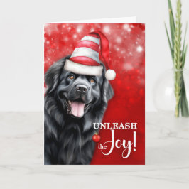 Cartão De Festividades Newfoundland Dog Unleash the Joy Christmas