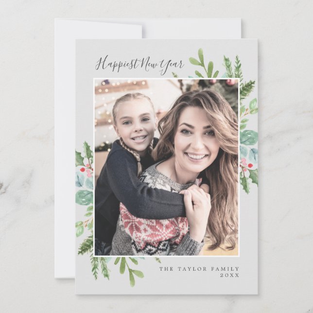 Cartão De Festividades Newletter de ano novo mais feliz do Natal (Frente)