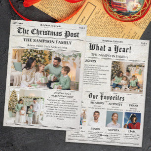Cartão De Festividades Newsletter da família de jornais de Natal