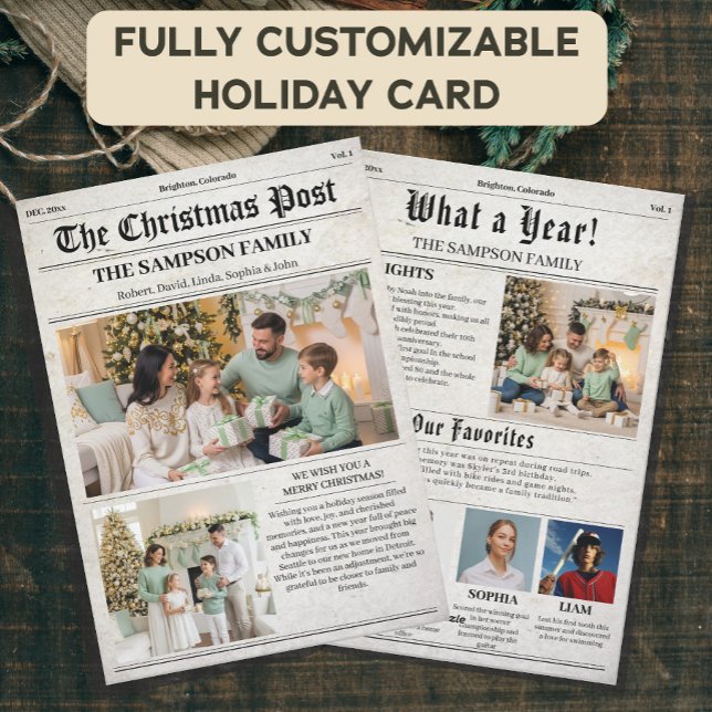 Cartão De Festividades Newsletter de natais vintages (Criador carregado)